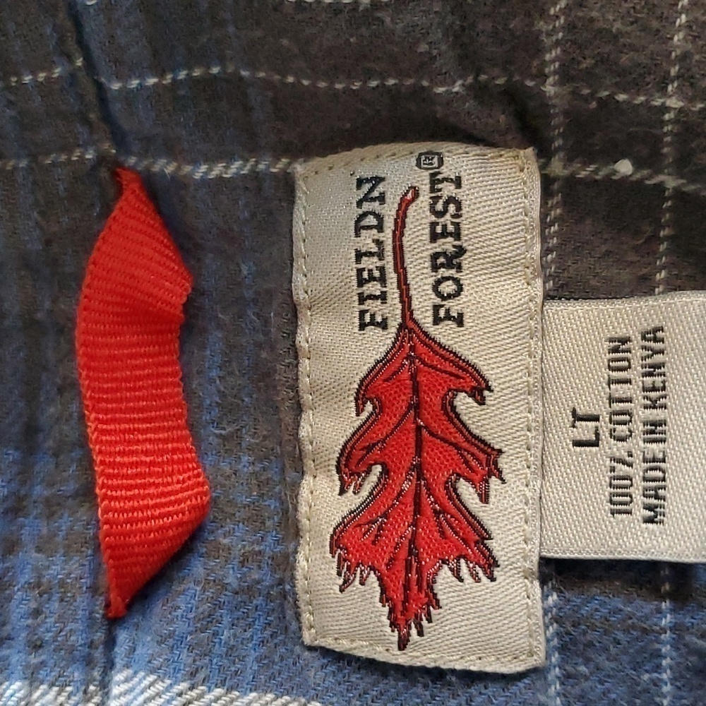 Field N Forest- Mens Pearl snap Blue/Gray Flannel Western Plaid Classic Sz.Large - Picture 6 of 6